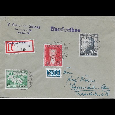 Einschreibebrief Frankfurt Main nach Kaiserslautern, 1949