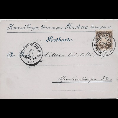 Firmenkarte Uhren - Nürnberg 1900