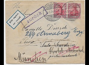 Zehlendorf 1904 nach Salo Gardasee, Weiterleitung, zurück, Amtliche Öffnung