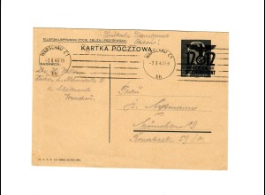 Ganzsache GG P 3II 07-1939: 3.10.40 Warschau nach München, Druckverschiebung