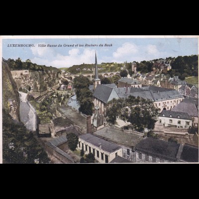 post card Luxembourg: Ville Basse du Grand et les Rochers du Bock