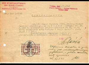 GG: Bescheinigung über Mitgliedschaft 1942, Gebührenmarken Krakau