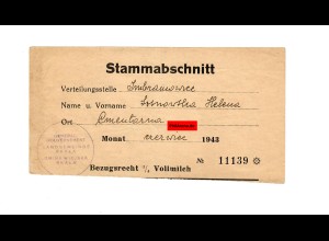 GG: Bezugsrecht für 1/4 Liter Vollmilch 1943, Skala / Imbramowice