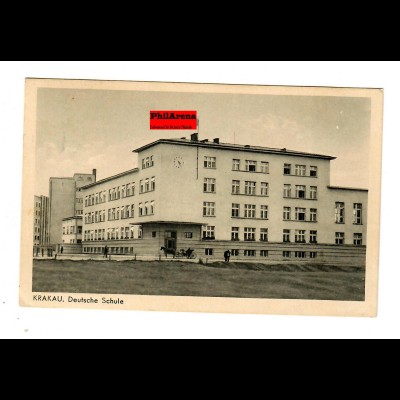 GG: Ansichtskarte Krakau Deutsche Schule, 1940 nach Detmold