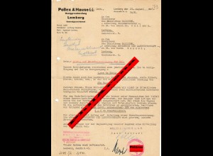 Generalgouvernement GG: Antrag auf Erwerbsgenehmigung LKW, Lemberg 1943