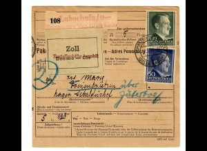 Generalgouvernement GG: Ausland Paketkarte Lubochnia nach Treuenbrietzen 1944