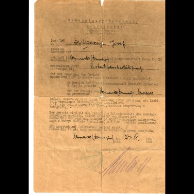 GG: Ostbahn: Genehmigungsbescheid 1941 Dauer Ausweis Neumarkt