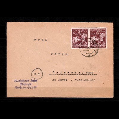 DR: MiNr. 907 I, Plattenfehler auf Brief von Göttingen nach Osterode, 23.3.45