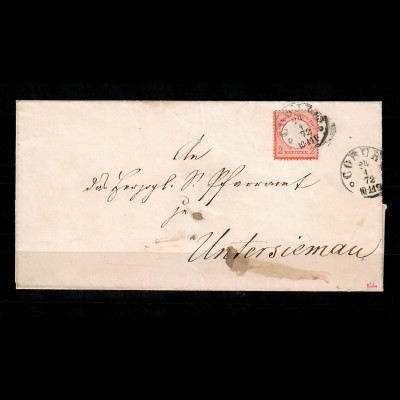 DR: MiNr. 8 auf Brief von Coburg nach Untersiemau 1872