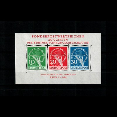 Berlin 1949: MiNr. Block 1 III, postfrisch, **: Echtheitsprüfung BPP Attest
