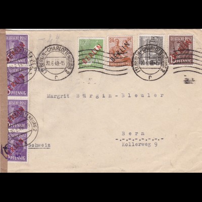 Berlin: MiNr. 9,22, 24,25,42 Bedarfsbrief in die Schweiz 1949