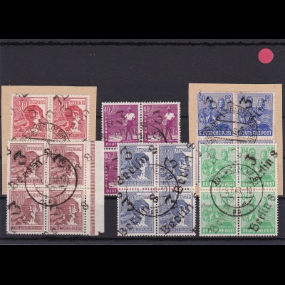 SBZ: Handstempelaufdruckmarken ex 166I/181I, Viererblöcke, geprüft