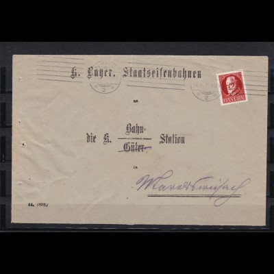 Bayern: MiNr. D14b, Staatseisenbahn Bamberg 1915, Perfin E