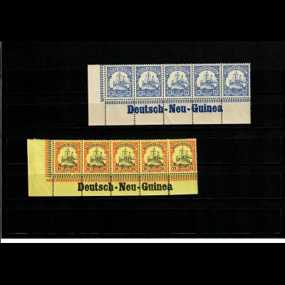Deutsch-Neu-Guinea, 2x Eckrand mit Inschrift, 5er Streifen