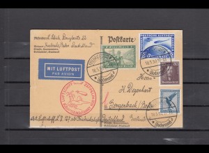 Deutsches Reich: Postkarte Zeppelin Südamerikafahrt 1930 Gengenbach - Lakehurst