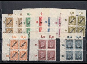 Deutsches Reich Dienst: MiNr. 105-113, postfrisch Platte, Viererblock Eckrand