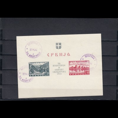 Serbien: 1941, MiNr. 1+2, gestempelt, geprüft