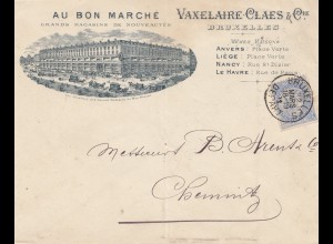 Belgien: 1901: Letter from Bruxelles to Chemnitz-Au Bon Marche