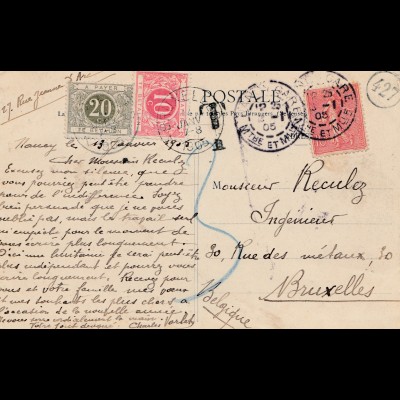 France: 1905: Ansichtskarte Nancy nach Bruessel