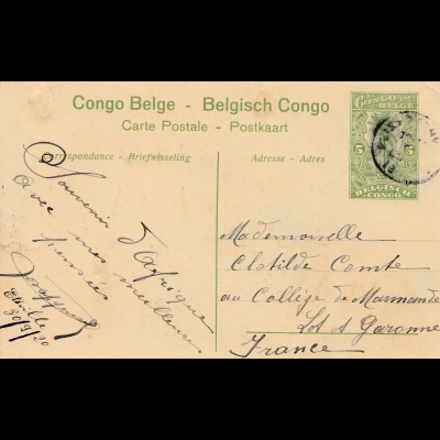 Belgisch-Kongo: 1920: Ansichtskarte-Ganzsache: Inspection de la force public