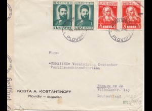 Bulgarien 1941: Brief von Plovdiv nach Berlin - Zensur