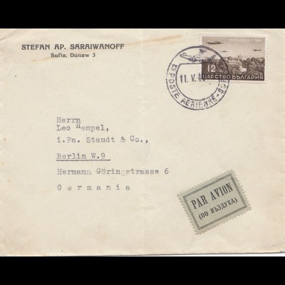 Bulgarien 1919: Luftpost von Sofia nach Berlin
