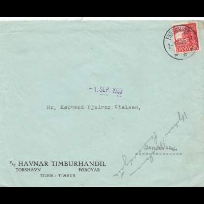 Dänemark: 1930: Törshavn nach Sandevaag