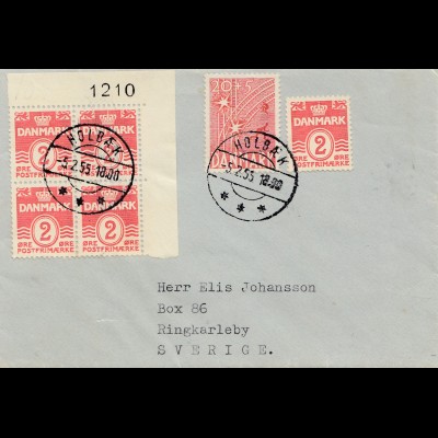 Dänemark: 1955: Brief Holbek nach Schweden