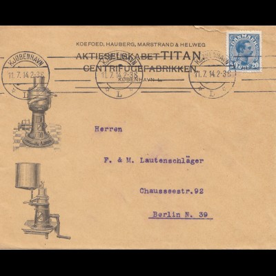 Dänemark: 1914: Brief von Kopenhagen nach Berlin
