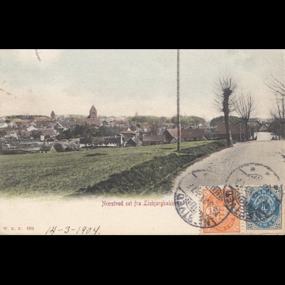 Dänemark: 1904: Ansichtskarte Noestved nach Sachsen