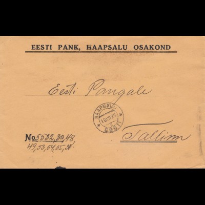Estland: 1925: Brief aus Haapsalu