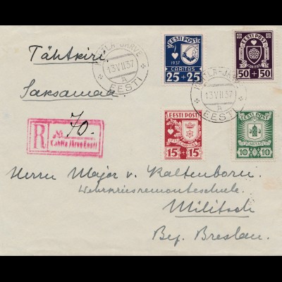 Estland: 1937 Brief von Kohtla-Jarve nach Breslau