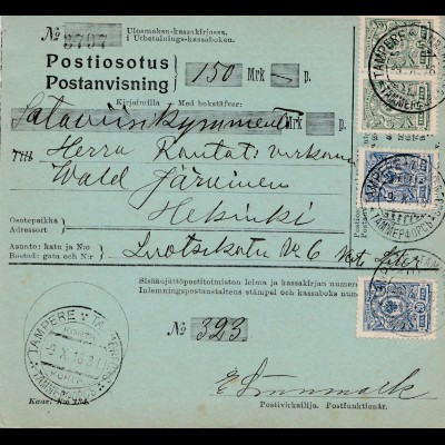 Finnland: 1916: Postauftrag Tampere