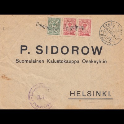 Finnland: 1915: Brief nach Helsinki 