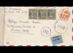 Fiume: 1941: USA nach Fiume - Luftpost - Zensur