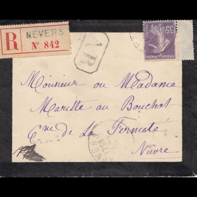 Frankreich: 1915: Einschreiben Nevres 
