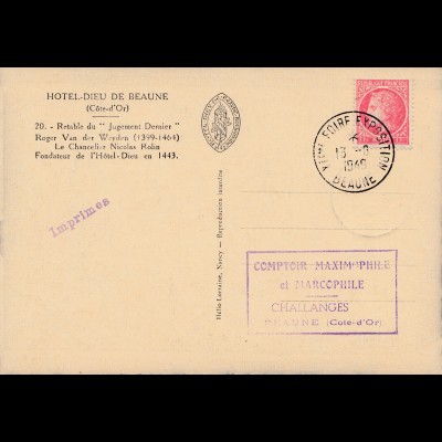 Frankreich: 1949: Ansichtskarte Hotel-Dieu De Beaune