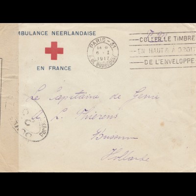 Frankreich:1917 Ambulance Nederlandaise en France -Paris-Niederlande Rotes Kreuz