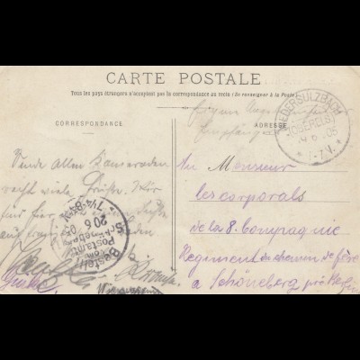 Frankreich: 1905: Ansichtskarte Belfort - Niedersulzbach