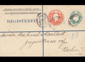 England: 1904: Ganzsache Einschreiben nach Berlin