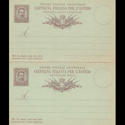 Italien: P11 - Ganzsache Cartolina Italiana per L' Estero: Doppelkarte