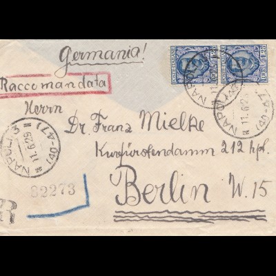 Italien: 1929: Napoli Raccomandata nach Berlin
