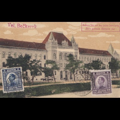 Jugoslawien: 1923: Ansichtskarte Veliki-Beckerek nach Dresden
