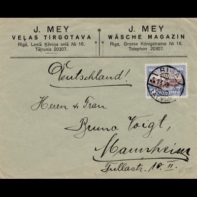 Lettland: 1928: Riga nach Mannheim - Wäsche Magazin Mey