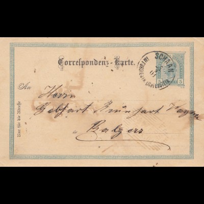 Liechtenstein: 1901: Ganzsache Schaan