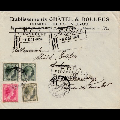 Luxemburg: 1929: Brief nach Strasbourg ECD