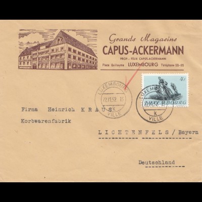 Luxemburg: 1952: Brief nach Lichtenfels