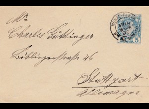 Monaco: 1892: Brief nach Stuttgart
