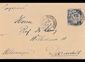 Monaco: 1896 Brief nach Darmstadt