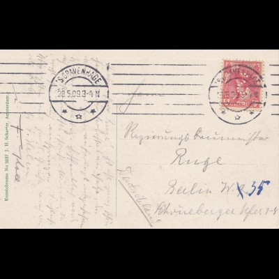 Niederlande: 1909: Ansichtskarte S'Gravenhage nach Berlin/Perfin